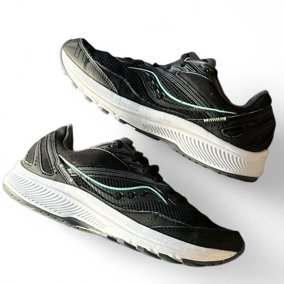 Saucony Cohesion 15 Black Green Women’s Running Shoes Size 8.5 Athletic Versarun - Picture 1 of 15